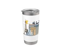 I famosi edifici di Parigi - la Torre Eiffel - il Louvre Bicchiere termico in acciaio inox doppia parete