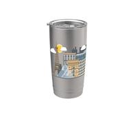 I famosi edifici di Parigi - la Torre Eiffel - il Louvre Bicchiere termico in acciaio inox doppia parete