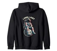 I Feel Lost Astronauta Seduto sulla Luna Retro Space Art Felpa con Cappuccio