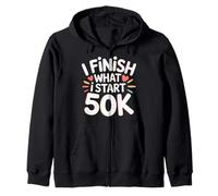I Finish What I Start 50K Maratona Trail Runner |- Felpa con Cappuccio