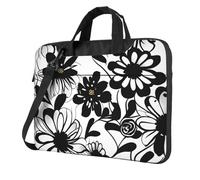 I fiori bianchi e neri stampano il computer portatile conveniente stile elegante e protettivo della borsa del computer unico, Nero , 13 inch