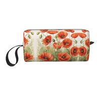 I fiori di papavero stampano il sacchetto di toilette di viaggio, borse di trucco della tela della borsa della matita, borse cosmetiche multiuso con la chiusura, bianco, Taglia unica
