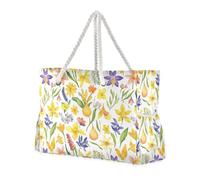 I fiori gialli fioriscono la borsa da viaggio delle donne a prova di sabbia con le tasche laterali Borse per il viaggio con i portabicchieri sul lato