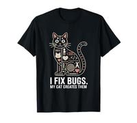 I Fix Bugs My Cat li Crea Coding Cat Maglietta