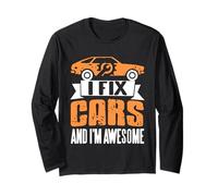 I Fix Cars & I'm Awesome Retro Divertente Meccanico Auto Regalo Maglia a Manica
