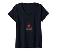 I Followed My Heart To The Beach Summer Love Citazione Maglietta con Collo a V, Donna, Nero, S