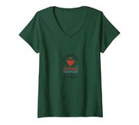 I Followed My Heart To The Beach Summer Love Citazione Maglietta con Collo a V, Donna, Verde Foresta, S