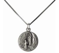 I G J MEDAGLIA MADONNA DI LOURDES IN ARGENTO 925 CON CATENINA - 100% MADE IN ITALY - LE MEDAGLIE DEI SANTI PATRONI