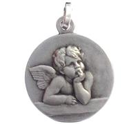 I G J Medaglietta Santo Angelo Custode (Putto) In argento 925 millesimi - 925 Sterling Silver Saint Angel Medal