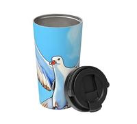 I gabbiani in volo trasportano una tazza da caffè isolata. Elegante thermos da 500 ml che mantiene le bevande calde per ore, perfetto per caffè, tè e altro ancora.