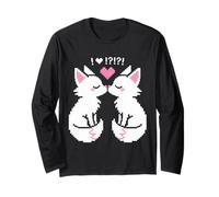 I Gatti baciano Pixel Amore Inseparabile Maglia a Manica