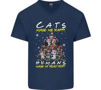 I Gatti Mi Rendono Felice Divertente Natale Maglietta In Cotone A V Per Uomo