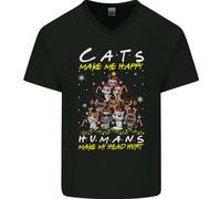 I Gatti Mi Rendono Felice Divertente Natale Maglietta In Cotone A V Per Uomo