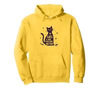I Gatti Rendono Tutto Migliore Amante degli Animali stravaganti Felpa con Cappuccio, Unisex per Adulti, Limone, L