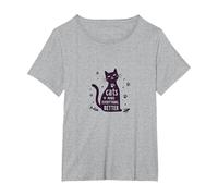 I Gatti Rendono Tutto Migliore Amante degli Animali stravaganti Maglietta, Donna Plus-Size, Grigio Melange, 3X