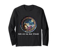 I gatti sono i miei migliori amici animali sacri mandala spirituale animale arte gatto consapevolezza meditazione guarigione mandala Maglia a Manica