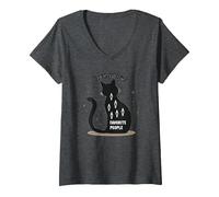 I Gatti Sono Le Mie Persone preferite - Amante felino Maglietta con Collo a V, Donna, Grigio Scuro, M