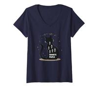 I Gatti Sono Le Mie Persone preferite - Amante felino Maglietta con Collo a V, Donna, Navy, L