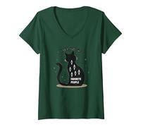 I Gatti Sono Le Mie Persone preferite - Amante felino Maglietta con Collo a V, Donna, Verde Foresta, L