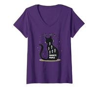 I Gatti Sono Le Mie Persone preferite - Amante felino Maglietta con Collo a V, Donna, Viola, S