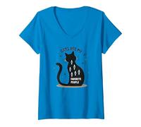 I Gatti Sono Le Mie Persone preferite - Amante felino Maglietta con Collo a V, Donna, Zaffiro, XXL