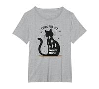 I Gatti Sono Le Mie Persone preferite - Amante felino Maglietta, Donna Plus-Size, Grigio Melange, 5X