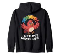 I Get Flappy When I'm Happy Cute Autism Awareness Bird Felpa con Cappuccio