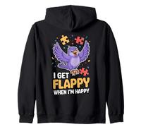 I Get Flappy When I'm Happy Cute Autism Awareness Bird Felpa con Cappuccio
