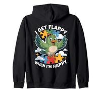 I Get Flappy When I'm Happy Cute Autism Awareness Bird Felpa con Cappuccio
