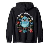 I Get Flappy When I'm Happy Cute Autism Awareness Bird Felpa con Cappuccio