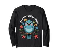 I Get Flappy When I'm Happy Cute Autism Awareness Bird Maglia a Manica