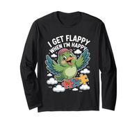 I Get Flappy When I'm Happy Cute Autism Awareness Bird Maglia a Manica