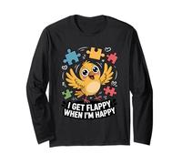I Get Flappy When I'm Happy Cute Autism Awareness Bird Maglia a Manica