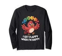 I Get Flappy When I'm Happy Cute Autism Awareness Bird Maglia a Manica