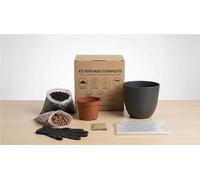 I GIARDINI DI GIULIA - Kit Rinvaso completo per Piante da Interno con Coprivaso Design 15cm, Terriccio, Concime e Guanti - Facile da Usare (Vaso antracite)