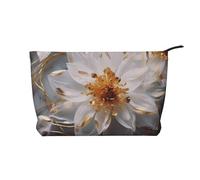 I gigli bordati con la borsa cosmetica del velluto a coste stampato oro, borsa impermeabile di stoccaggio degli articoli da toeletta di viaggio di grande capacità, Nero , Taglia unica