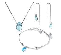 I Gioielli Set di Cristalli Blu Lacrime Cravatta Collana+ Orecchini+ per Donne Regalo Realizzato in Cina