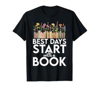 I giorni migliori iniziano con un amante del libro Wildflowers Book Nerd Geek Maglietta