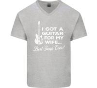I Got A Chitarra per My Wife Divertente Chitarrista Uomo Scollo V Cotone T-Shirt