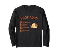 I Got ADHD Hold Up Is DAT Funny Witty Dog Meme Y2K Estetica Maglia a Manica