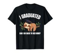I Graduated Can I Go Back To Bed Now Shirt Funny Sloth Maglietta