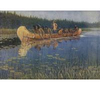 I grandi esploratori. Radisson. Pierre-Esprit Radisson. Dopo un'opera dell'artista americano Frederic Sackrider Remington 1861 1909. Questa immagine è il numero quattro della serie Great Explorers di