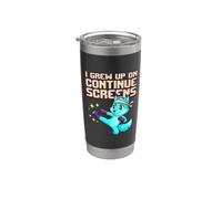 I Grew Up On Continue Retro Gaming Umorismo Videogioco Bicchiere termico in acciaio inox doppia parete