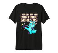 I Grew Up On Continue Retro Gaming Umorismo Videogioco Maglietta Premium