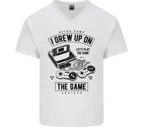 I Grew Up On The Gamer Divertente Gioco Uomo Scollo A V Cotone T-Shirt