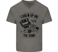I Grew Up On The Gamer Divertente Gioco Uomo Scollo A V Cotone T-Shirt