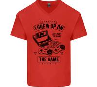 I Grew Up On The Gamer Divertente Gioco Uomo Scollo A V Cotone T-Shirt