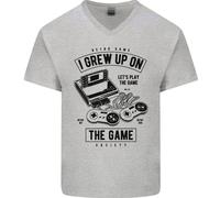 I Grew Up On The Gamer Divertente Gioco Uomo Scollo A V Cotone T-Shirt