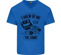 I Grew Up On The Gamer Divertente Gioco Uomo Scollo A V Cotone T-Shirt