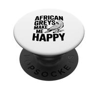 I grigi africani mi rendono felice, amanti dei pappagalli PopSockets PopGrip Adesivo